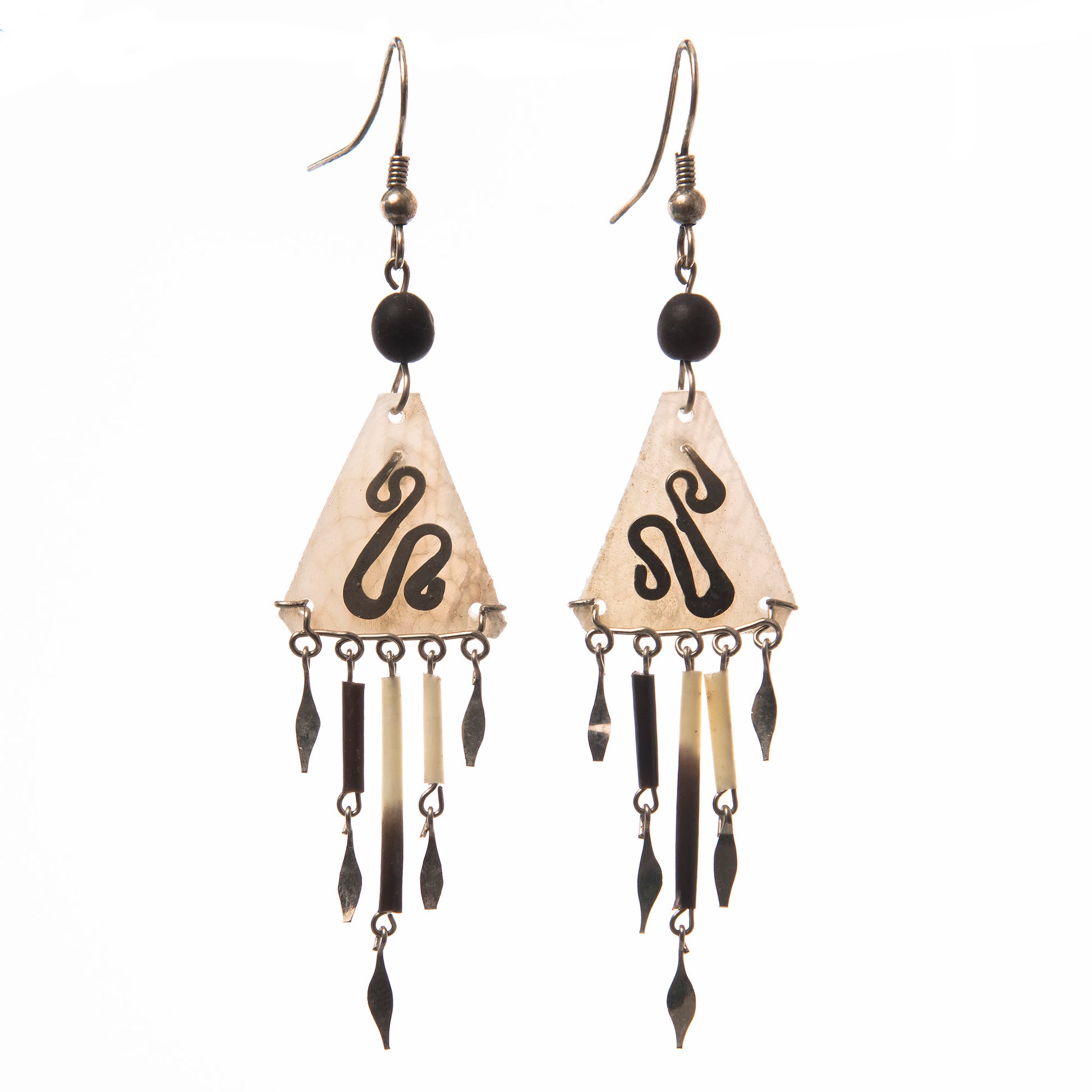 Triangular paiche scale earrings - made by Peruvian Amazon artisan - Amazon Ecology