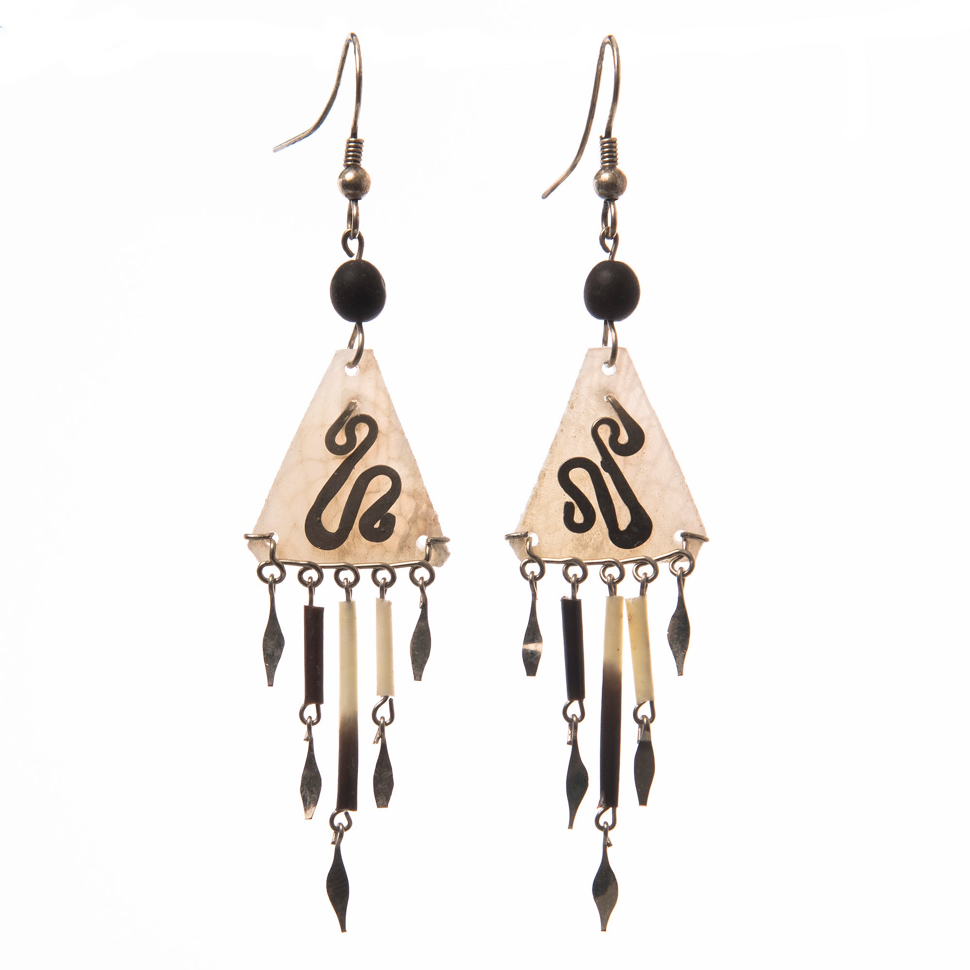 Triangular paiche scale earrings - made by Peruvian Amazon artisan