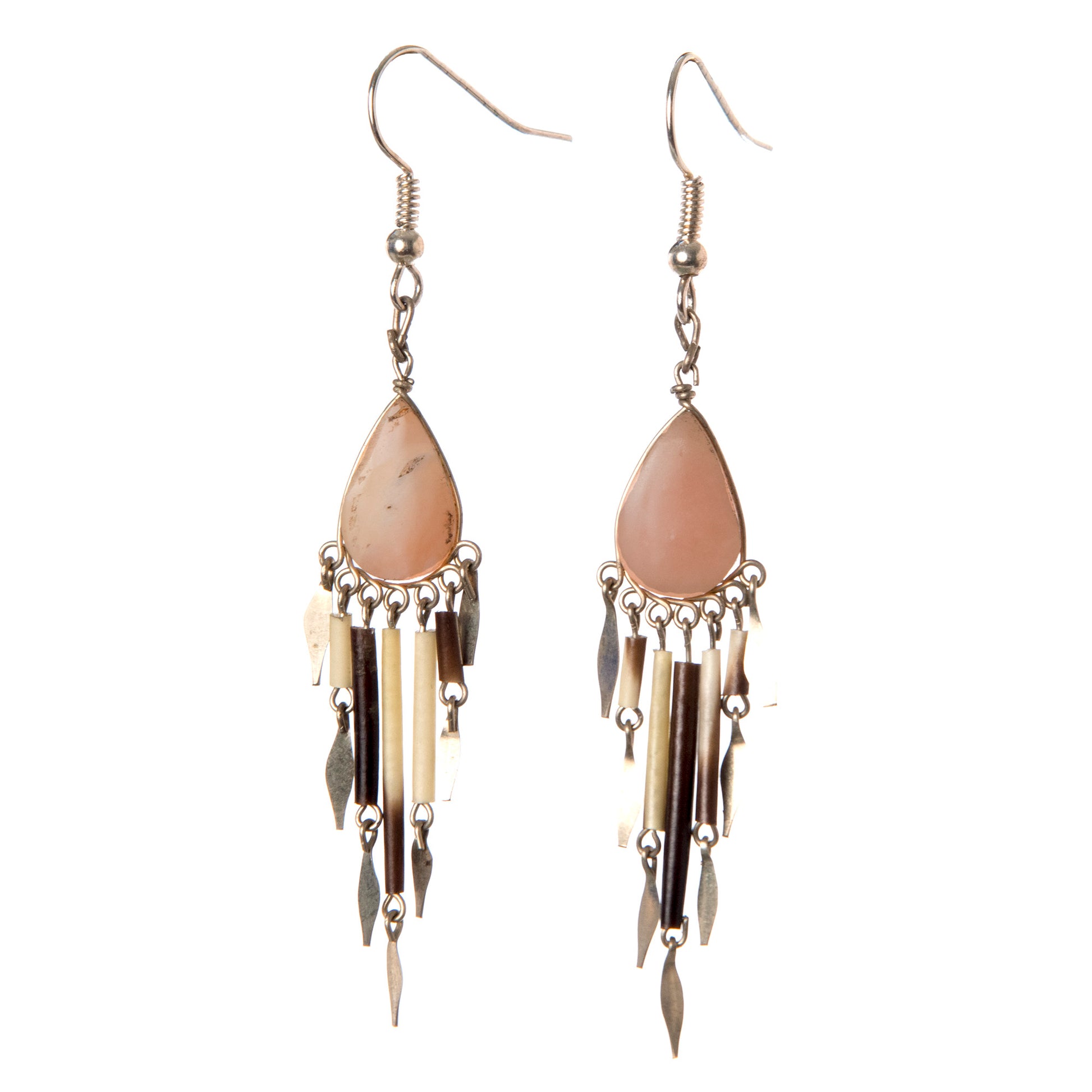 Elegant Rhodochrosite Dangling Earrings with Silver Wire - Amazon Ecology