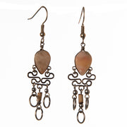 Elegant Rhodochrosite Dangling Earrings with Silver Wire - Amazon Ecology