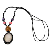 Ayahuasca vine and white quartz macrame necklace - Amazon Ecology