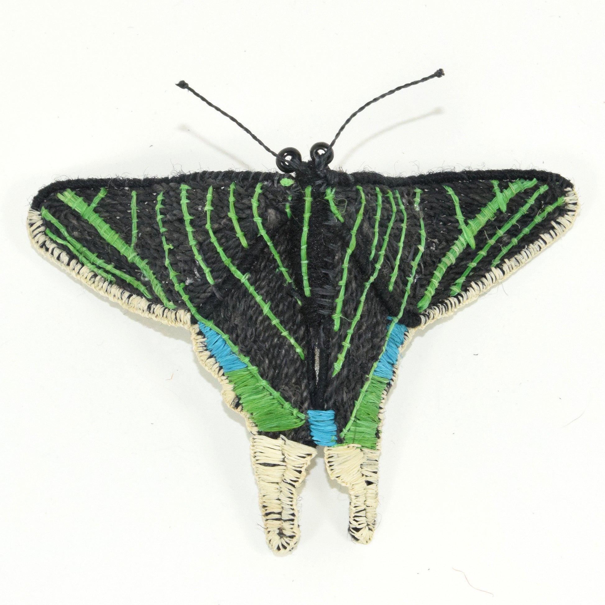 Woven butterfly pony tail barrettes - made by Peruvian Amazon artisans - Amazon Ecology