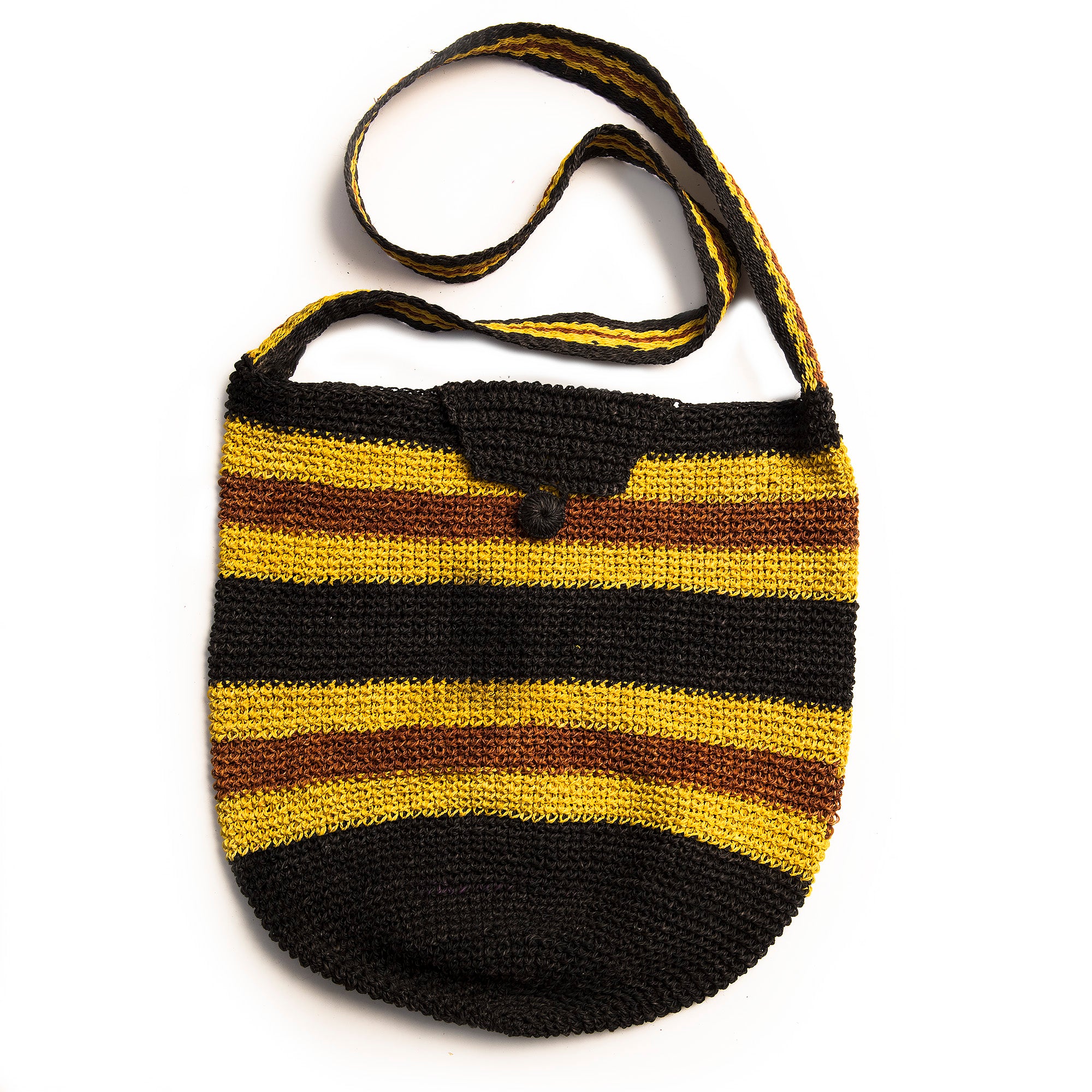 Black striped Round-bottom Shoulder Palm Fiber Bags made in the Peruvian Amazon - Amazon Ecology